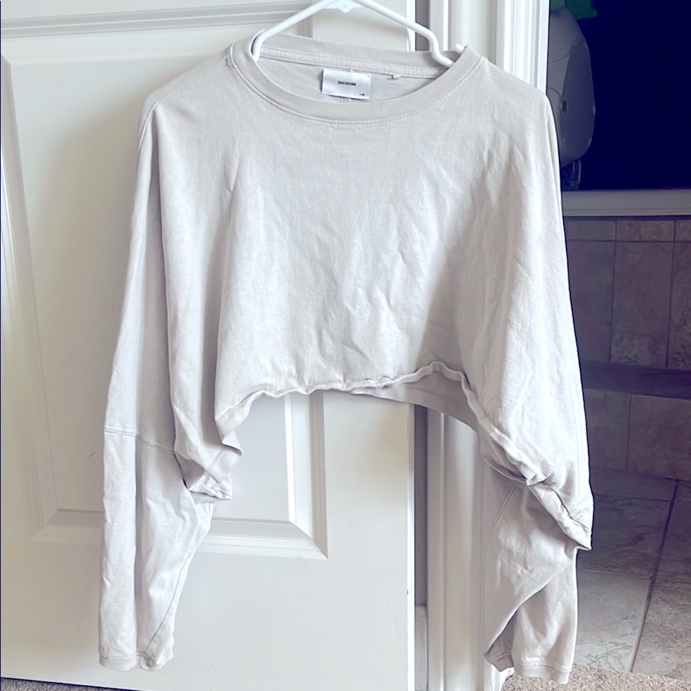 Joah Brown Cropped Slouchy Long Sleeve Top